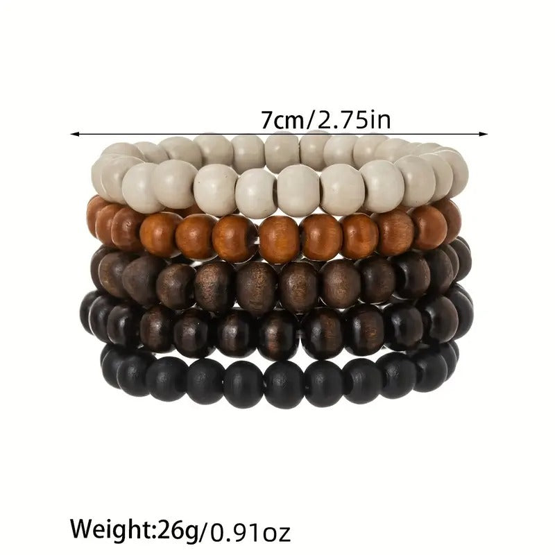Men's Retro Wood Bead Bracelet