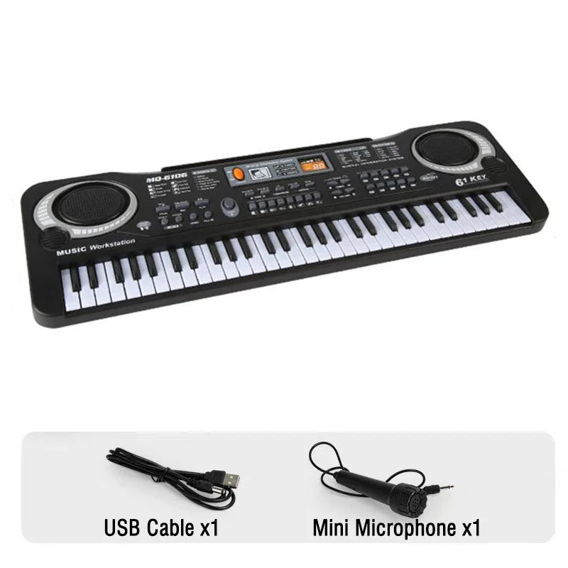 Kids Electronic Piano Keyboard Portable 61 Keys Organ with Microphone Education Toys Musical Instrument