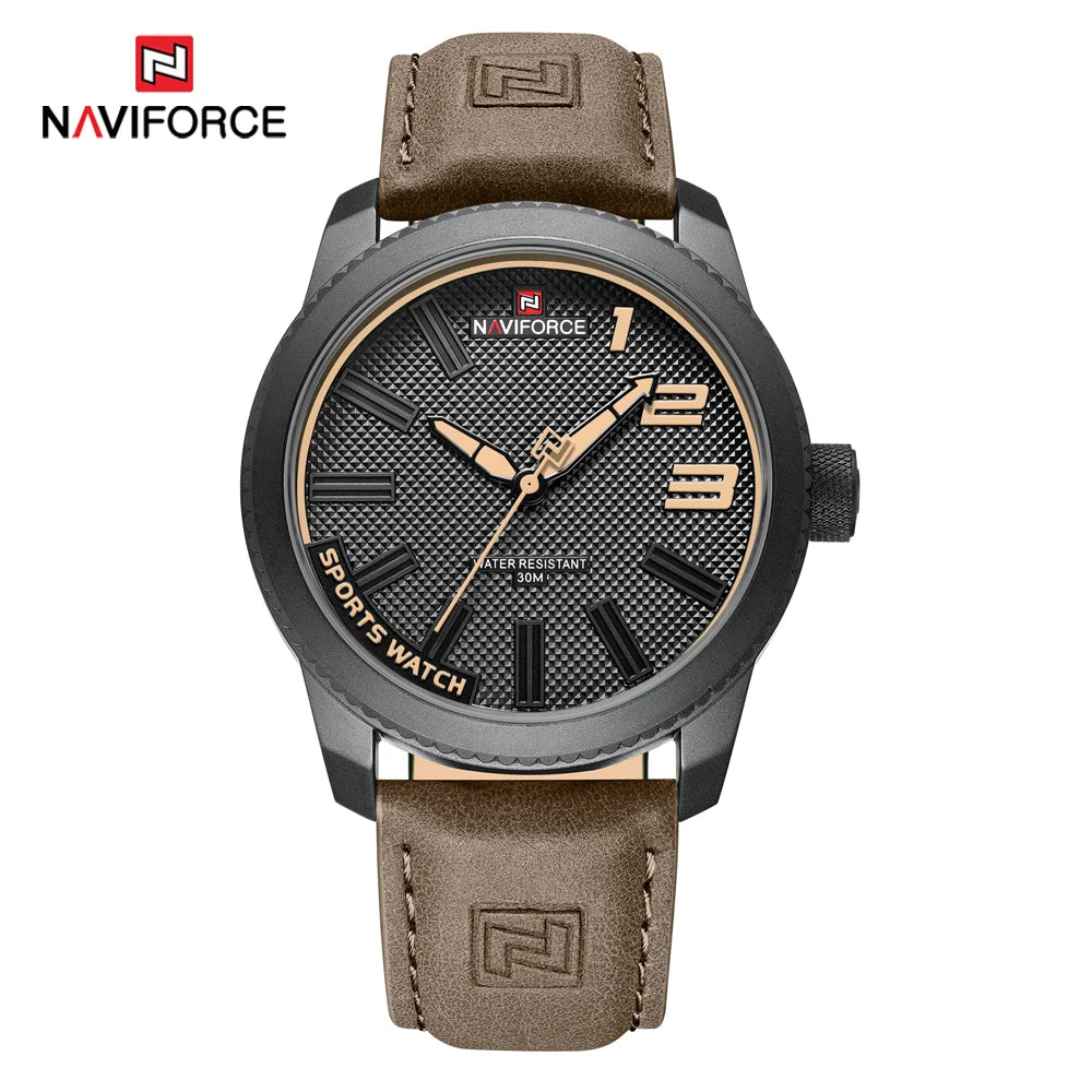NAVIFORCE Top Luxury Brand Sports Watch Men Fashion Casual Quartz Wristwatch Male Date Waterproof Leather Analog Clock
