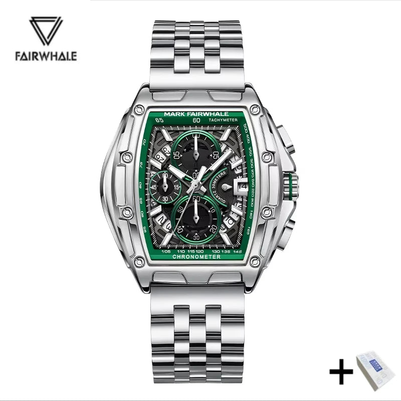 Mark Fairwhale 5080 Watches for Men Multifunctional Luminous Timing Hollow Waterproof Quartz Watches for Men Relogios Masculino