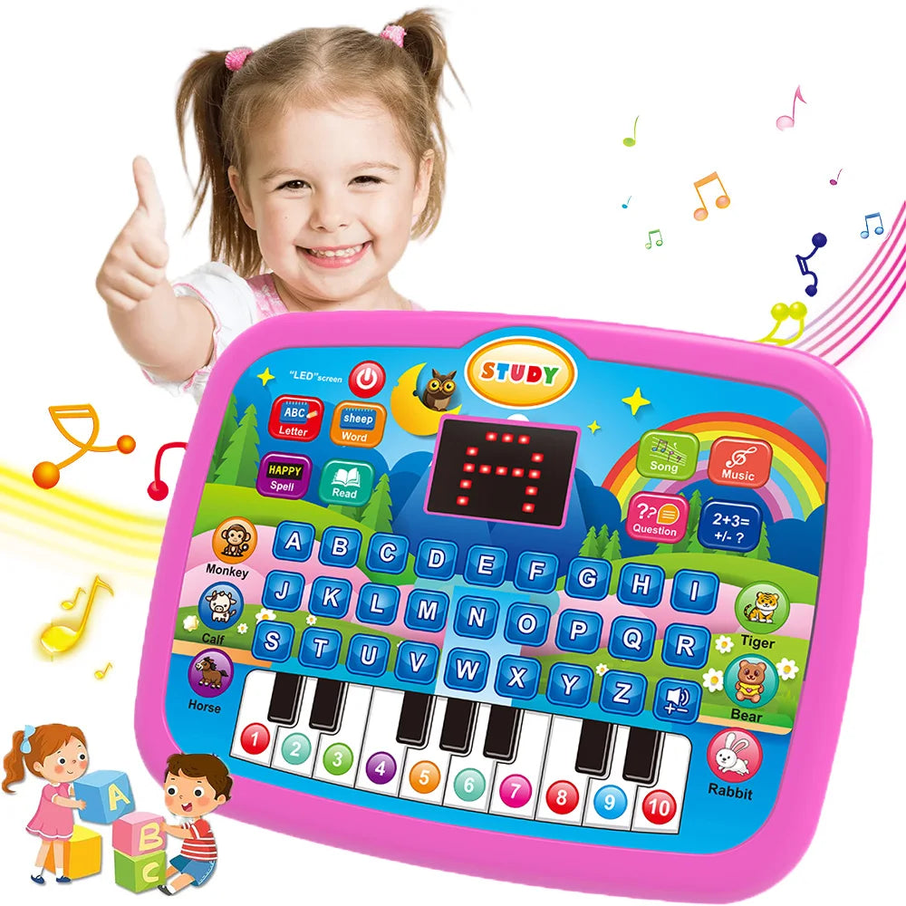 Kids’ Education Tablet Toy, Age 3+ Math Music Learning, Doubles as Electronic Keyboard