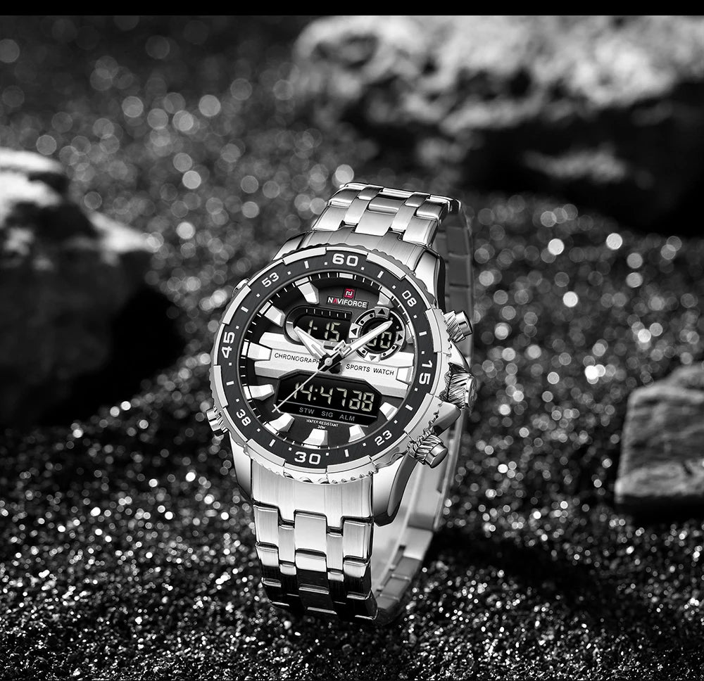 Men's Watches NAVIFORCE Original Trend Brand LCD Display Analog Digital Quartz Man Clock 30m Waterproof Luminous Male Wristwatch