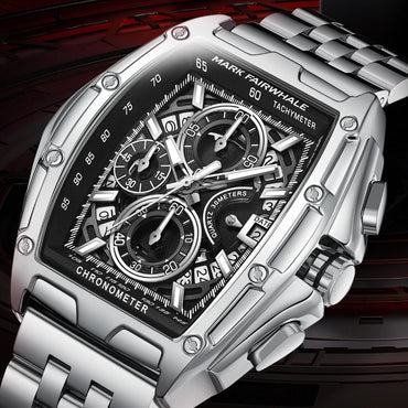 Mark Fairwhale 5080 Watches for Men Multifunctional Luminous Timing Hollow Waterproof Quartz Watches for Men Relogios Masculino