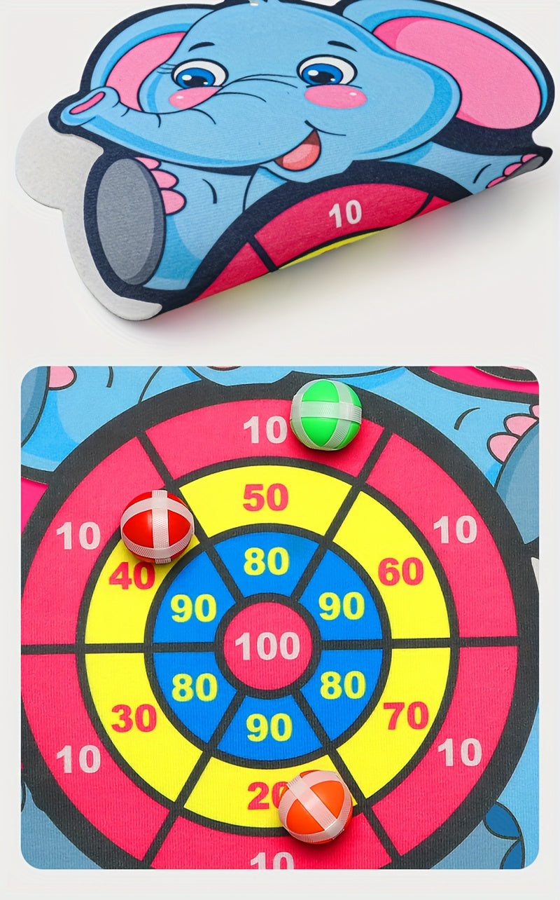Children's Elephant Sticky Ball Dart Board Cartoon Pattern Ball Toys Parent