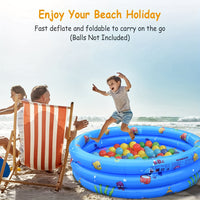 Inflatable Kids Pool with 3 Ring Padding, Family Garden Outdoor & Indoor Play Center