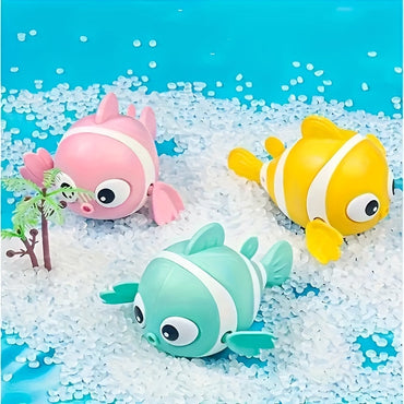 3 Packs Floating Kids Bath Toy: Wind-Up Swimming Clown Fish Floating Water