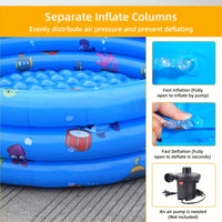 Inflatable Kids Pool with 3 Ring Padding, Family Garden Outdoor & Indoor Play Center