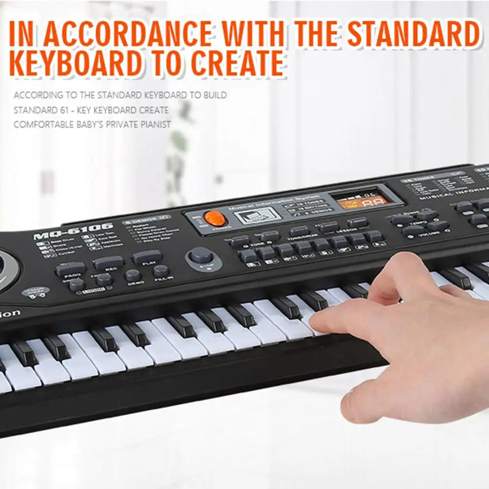 Kids Electronic Piano Keyboard Portable 61 Keys Organ with Microphone Education Toys Musical Instrument