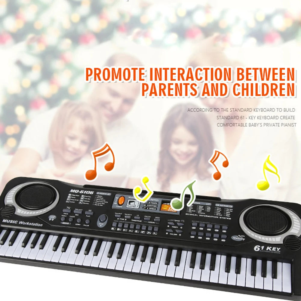 Kids Electronic Piano Keyboard Portable 61 Keys Organ with Microphone Education Toys Musical Instrument
