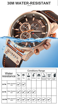CURREN Brand Watch Men Leather Sports Watches Men's Army Military Quartz Wristwatch Chronograph Male Clock Relogio Masculino
