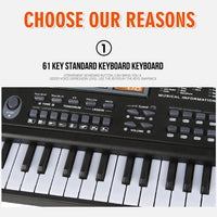 Kids Electronic Piano Keyboard Portable 61 Keys Organ with Microphone Education Toys Musical Instrument