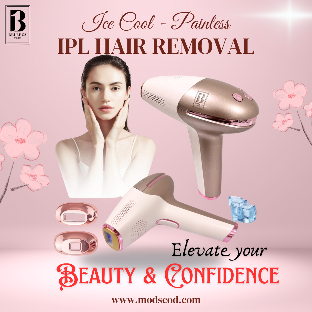 IPL Hair Removal, Ice Cool, Painless, 9 Energy Levels, 3 Modes