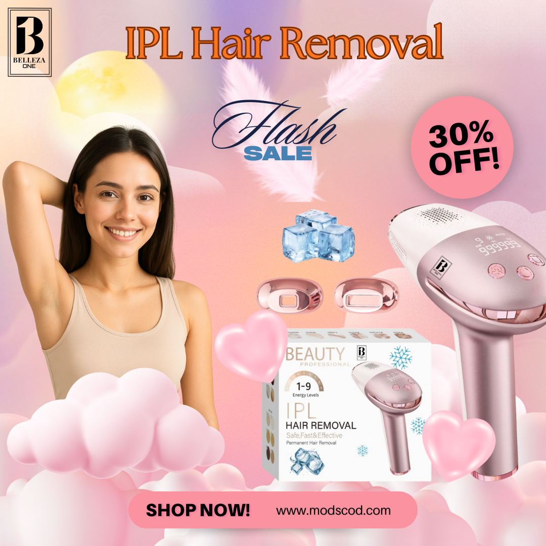 IPL Hair Removal, Ice Cool, Painless, 9 Energy Levels, 3 Modes