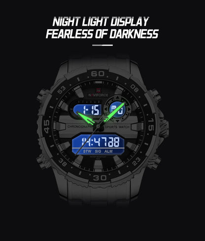 Men's Watches NAVIFORCE Original Trend Brand LCD Display Analog Digital Quartz Man Clock 30m Waterproof Luminous Male Wristwatch