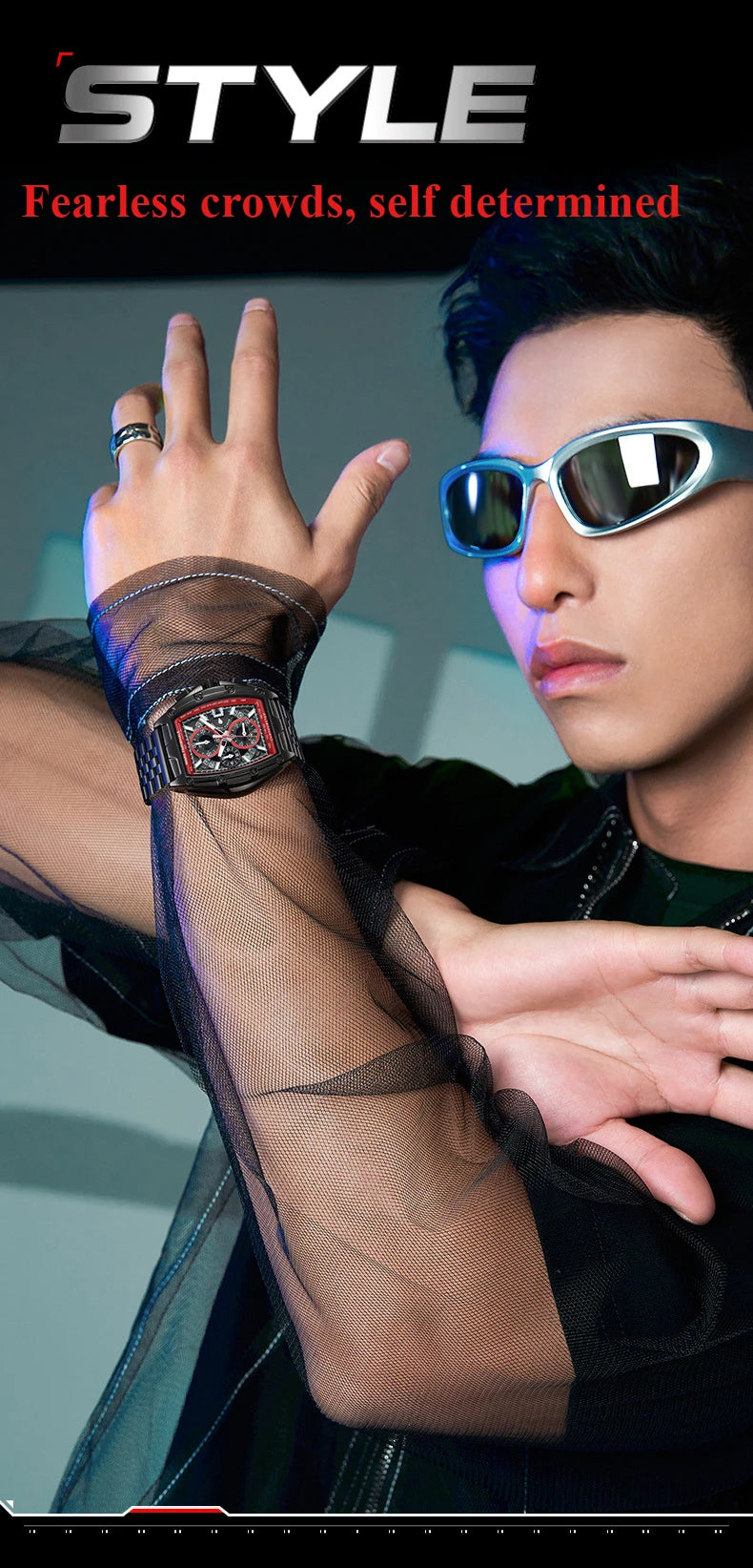 Mark Fairwhale 5080 Watches for Men Multifunctional Luminous Timing Hollow Waterproof Quartz Watches for Men Relogios Masculino