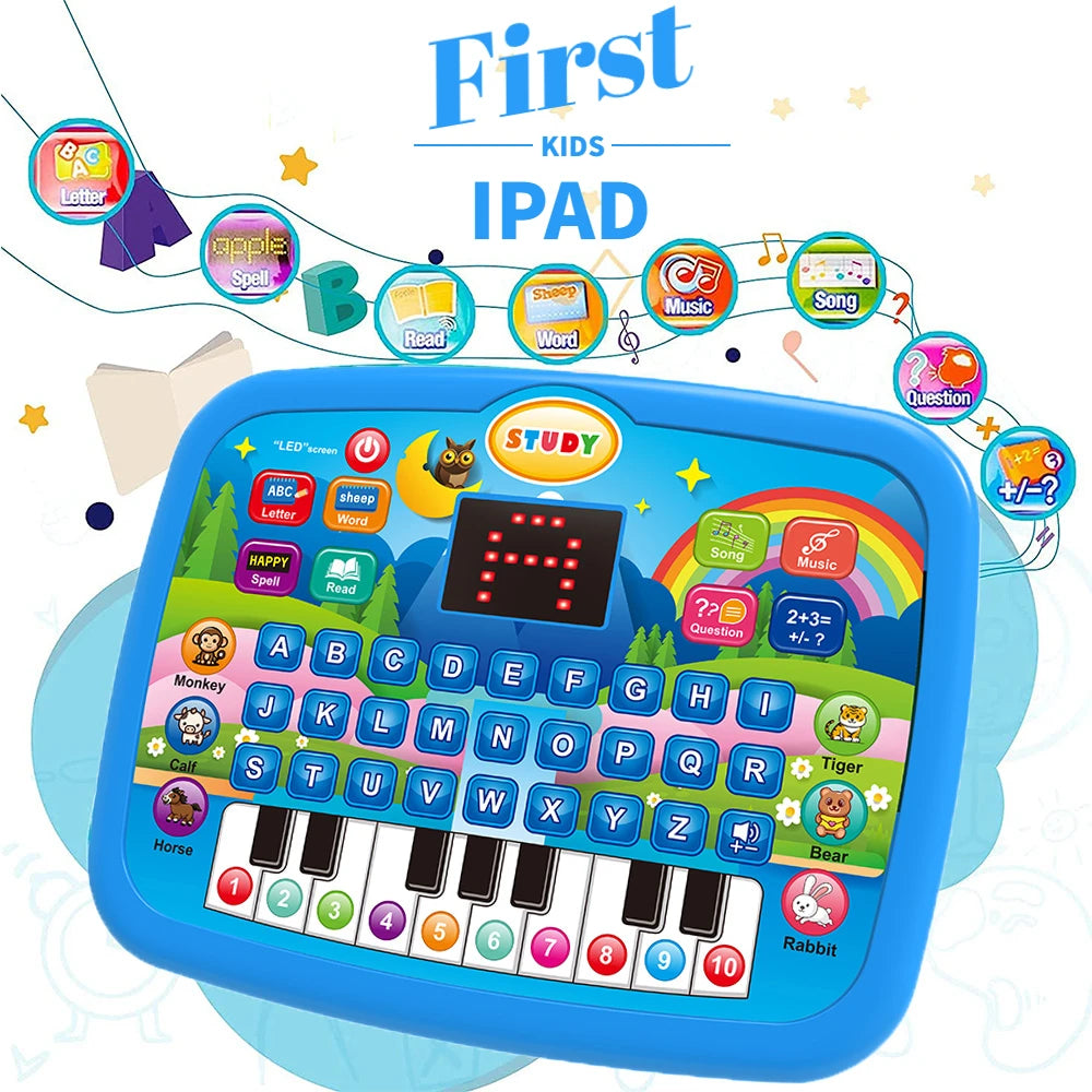 Kids’ Education Tablet Toy, Age 3+ Math Music Learning, Doubles as Electronic Keyboard