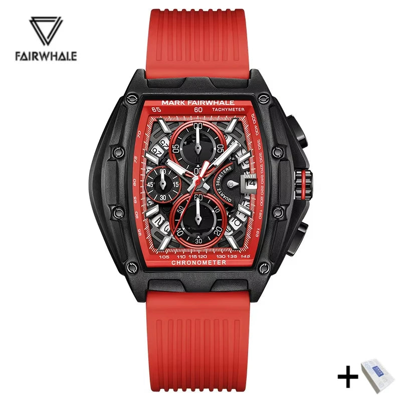 Mark Fairwhale 5080 Watches for Men Multifunctional Luminous Timing Hollow Waterproof Quartz Watches for Men Relogios Masculino