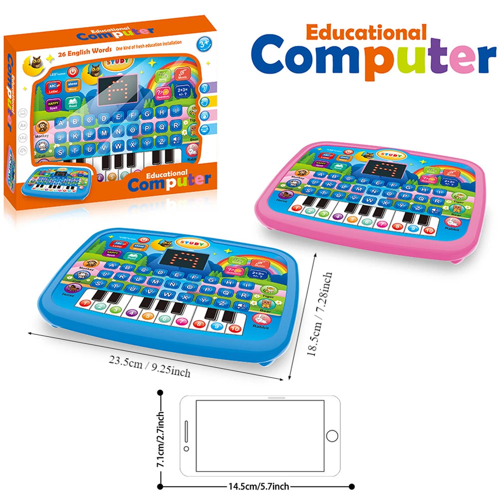 Kids’ Education Tablet Toy, Age 3+ Math Music Learning, Doubles as Electronic Keyboard