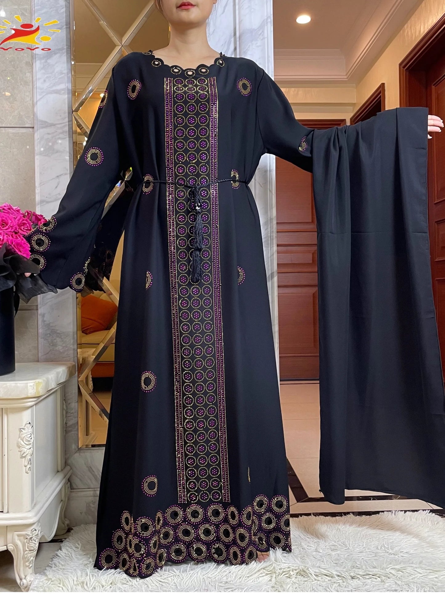 Women Elegant Dresses, Long Sleeve  Dashiki High-grade Comfort Fabric Abaya
