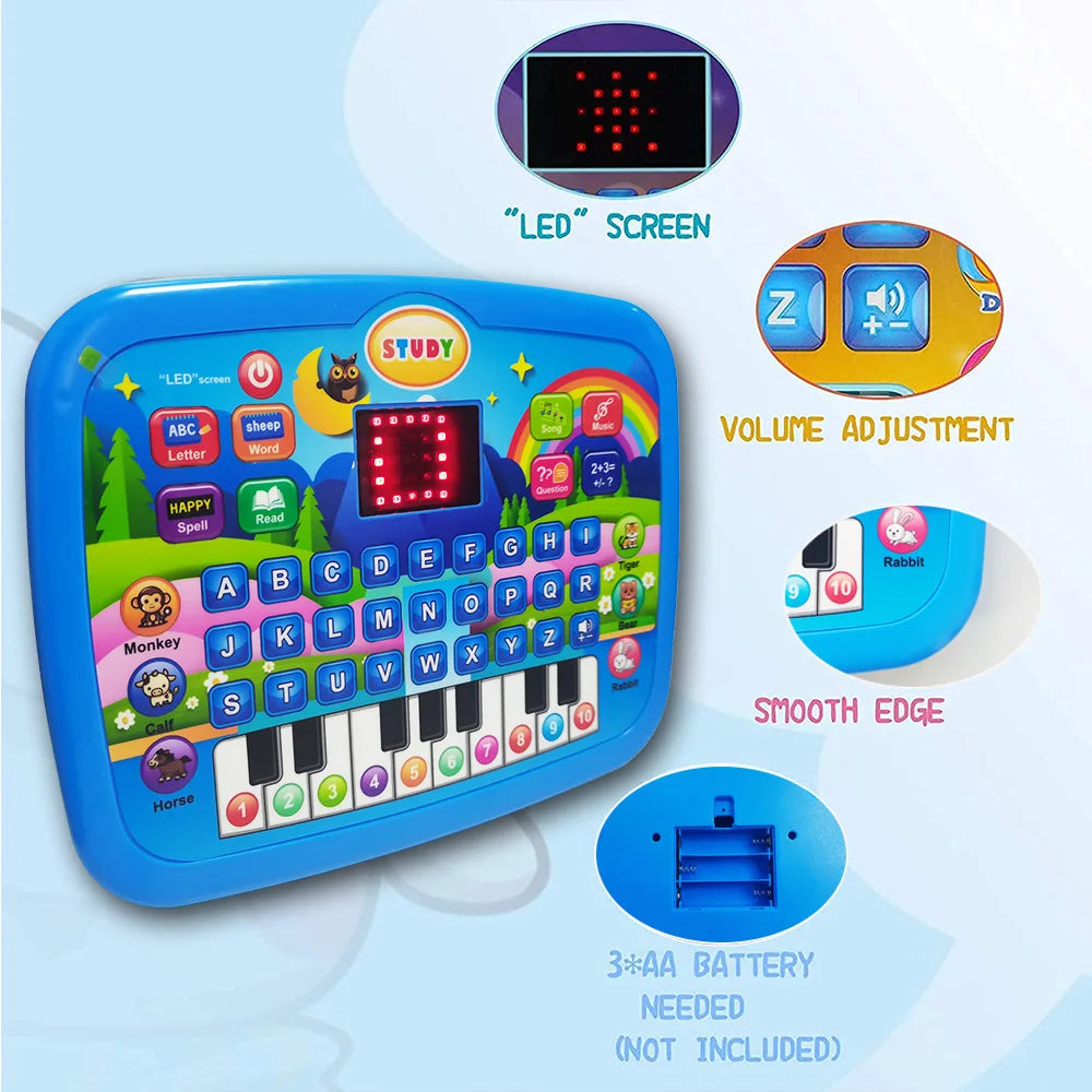 Kids’ Education Tablet Toy, Age 3+ Math Music Learning, Doubles as Electronic Keyboard