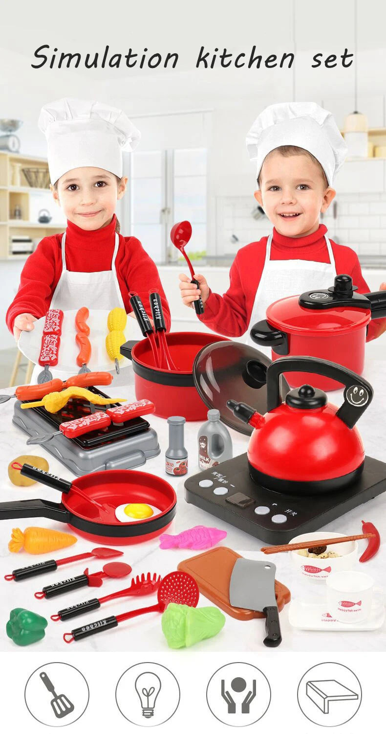 Kitchen Toys Set For Kids Girl Cooking Baby Cutting Fruit Cooking Kitchen Utensils