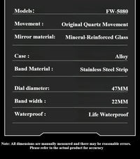 Mark Fairwhale 5080 Watches for Men Multifunctional Luminous Timing Hollow Waterproof Quartz Watches for Men Relogios Masculino