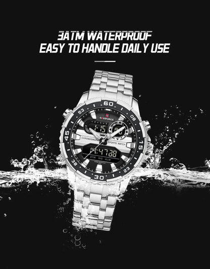 Men's Watches NAVIFORCE Original Trend Brand LCD Display Analog Digital Quartz Man Clock 30m Waterproof Luminous Male Wristwatch