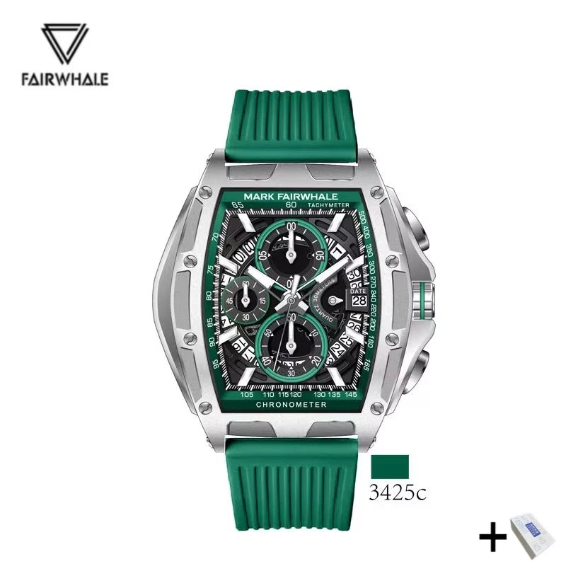 Mark Fairwhale 5080 Watches for Men Multifunctional Luminous Timing Hollow Waterproof Quartz Watches for Men Relogios Masculino