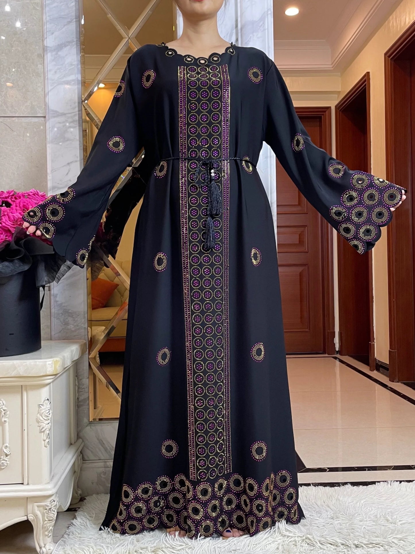 Women Elegant Dresses, Long Sleeve  Dashiki High-grade Comfort Fabric Abaya