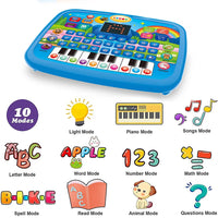 Kids’ Education Tablet Toy, Age 3+ Math Music Learning, Doubles as Electronic Keyboard