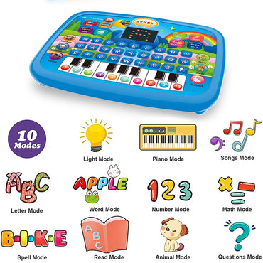 Kids’ Education Tablet Toy, Age 3+ Math Music Learning, Doubles as Electronic Keyboard