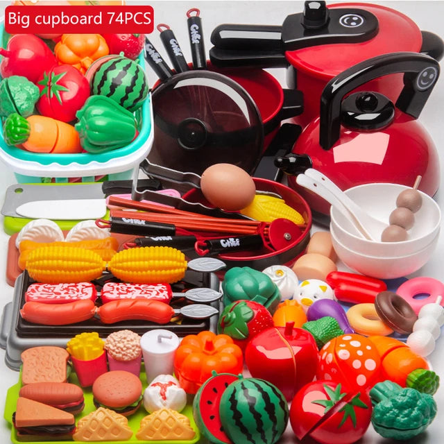 Kitchen Toys Set For Kids Girl Cooking Baby Cutting Fruit Cooking Kitchen Utensils