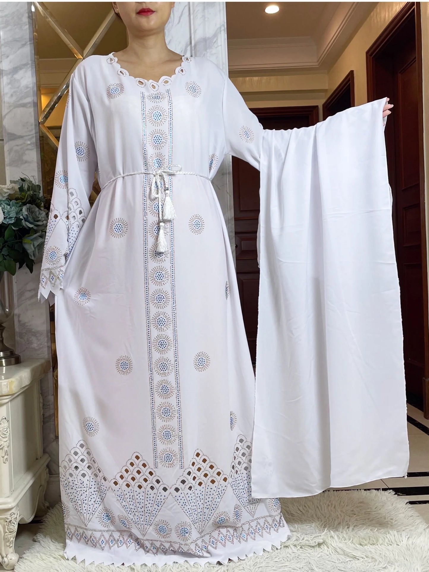 Women Elegant Dresses, Long Sleeve  Dashiki High-grade Comfort Fabric Abaya