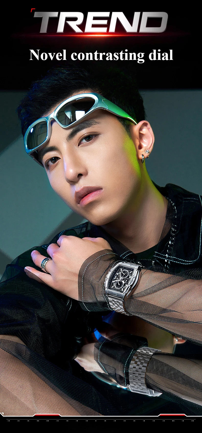 Mark Fairwhale 5080 Watches for Men Multifunctional Luminous Timing Hollow Waterproof Quartz Watches for Men Relogios Masculino