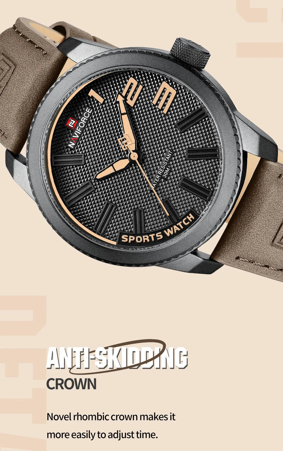 NAVIFORCE Top Luxury Brand Sports Watch Men Fashion Casual Quartz Wristwatch Male Date Waterproof Leather Analog Clock