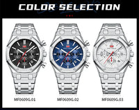 MINI FOCUS New Business Quartz Watch for Men Fashion Waterproof Chronograph Luminous Wristwatch with Stainless Steel Strap Date