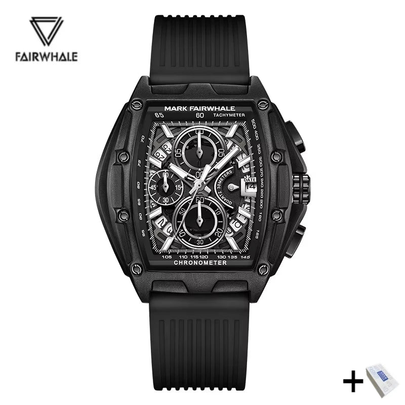 Mark Fairwhale 5080 Watches for Men Multifunctional Luminous Timing Hollow Waterproof Quartz Watches for Men Relogios Masculino