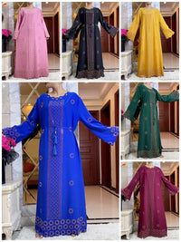 Women Elegant Dresses, Long Sleeve  Dashiki High-grade Comfort Fabric Abaya