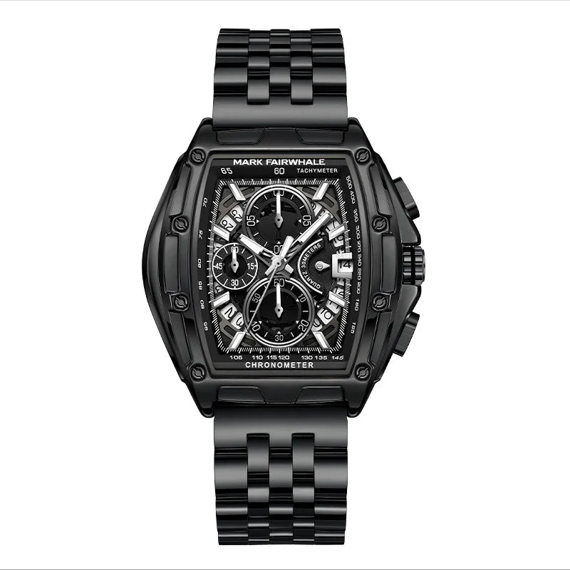 Mark Fairwhale 5080 Watches for Men Multifunctional Luminous Timing Hollow Waterproof Quartz Watches for Men Relogios Masculino