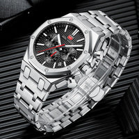 MINI FOCUS New Business Quartz Watch for Men Fashion Waterproof Chronograph Luminous Wristwatch with Stainless Steel Strap Date