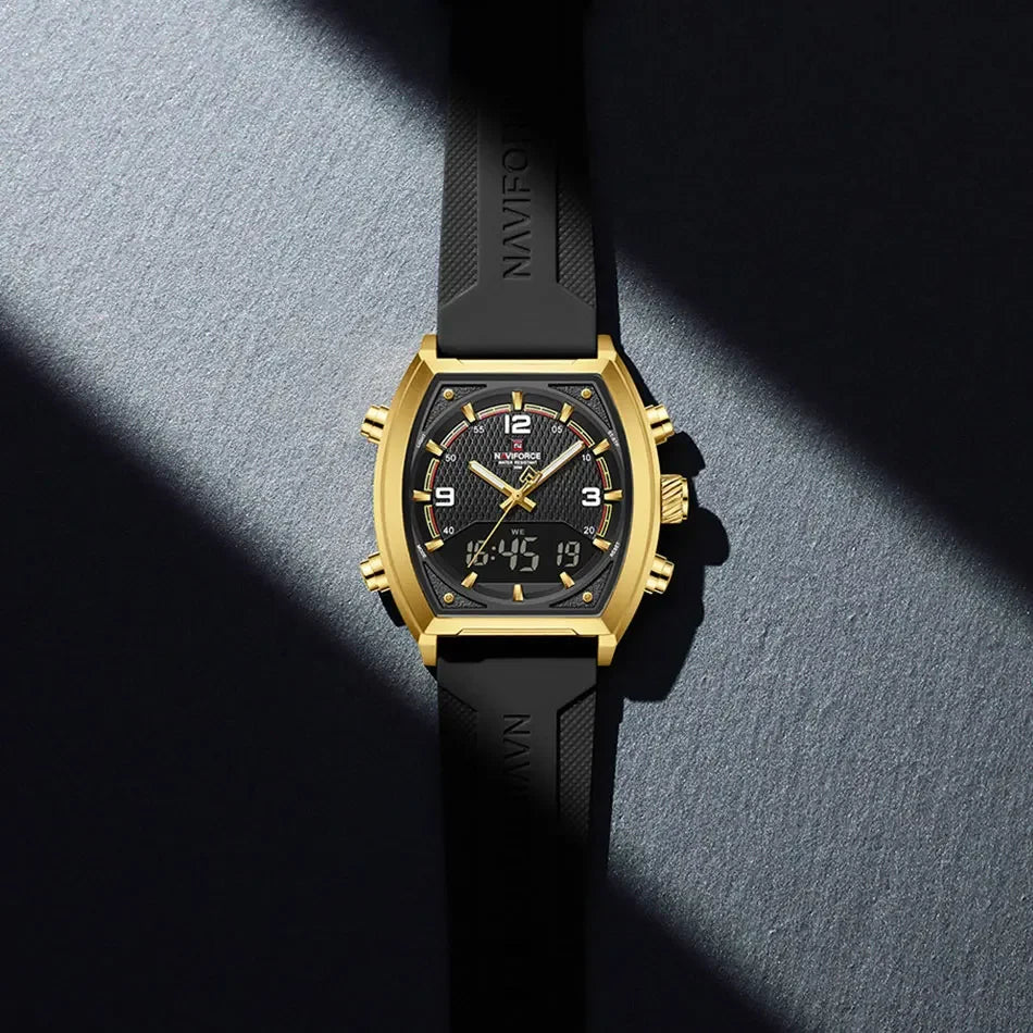 NAVIFORCE Men Sport Watches Dual Time Analog Digital Watch Quartz 30m Waterproof Watch Military Clock Sport 2025 Men Wristwatch