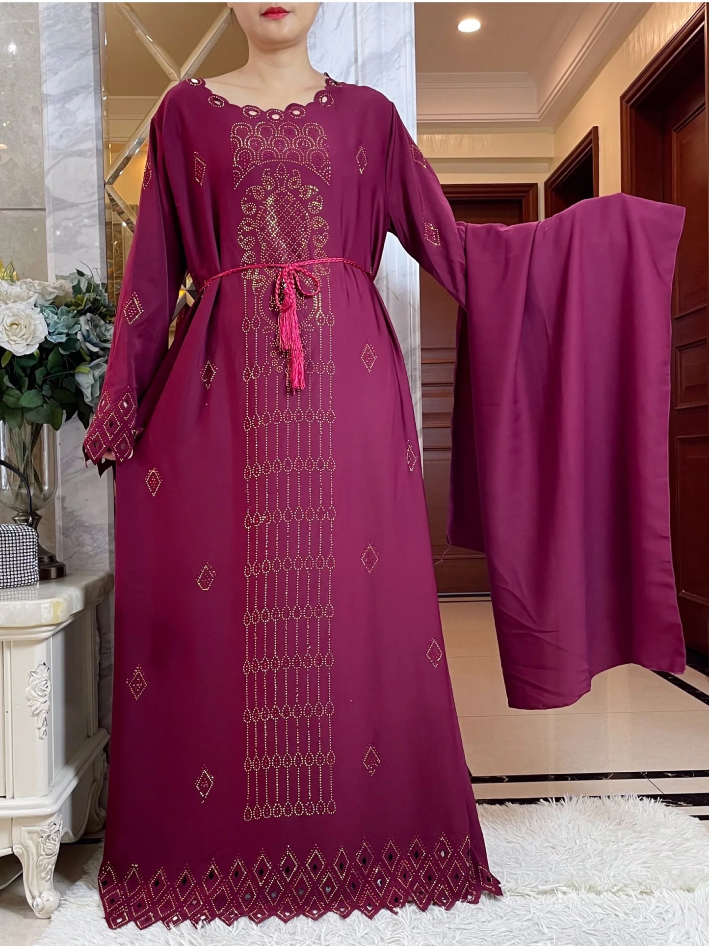 Women Elegant Dresses, Long Sleeve  Dashiki High-grade Comfort Fabric Abaya