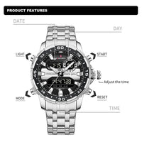 Men's Watches NAVIFORCE Original Trend Brand LCD Display Analog Digital Quartz Man Clock 30m Waterproof Luminous Male Wristwatch