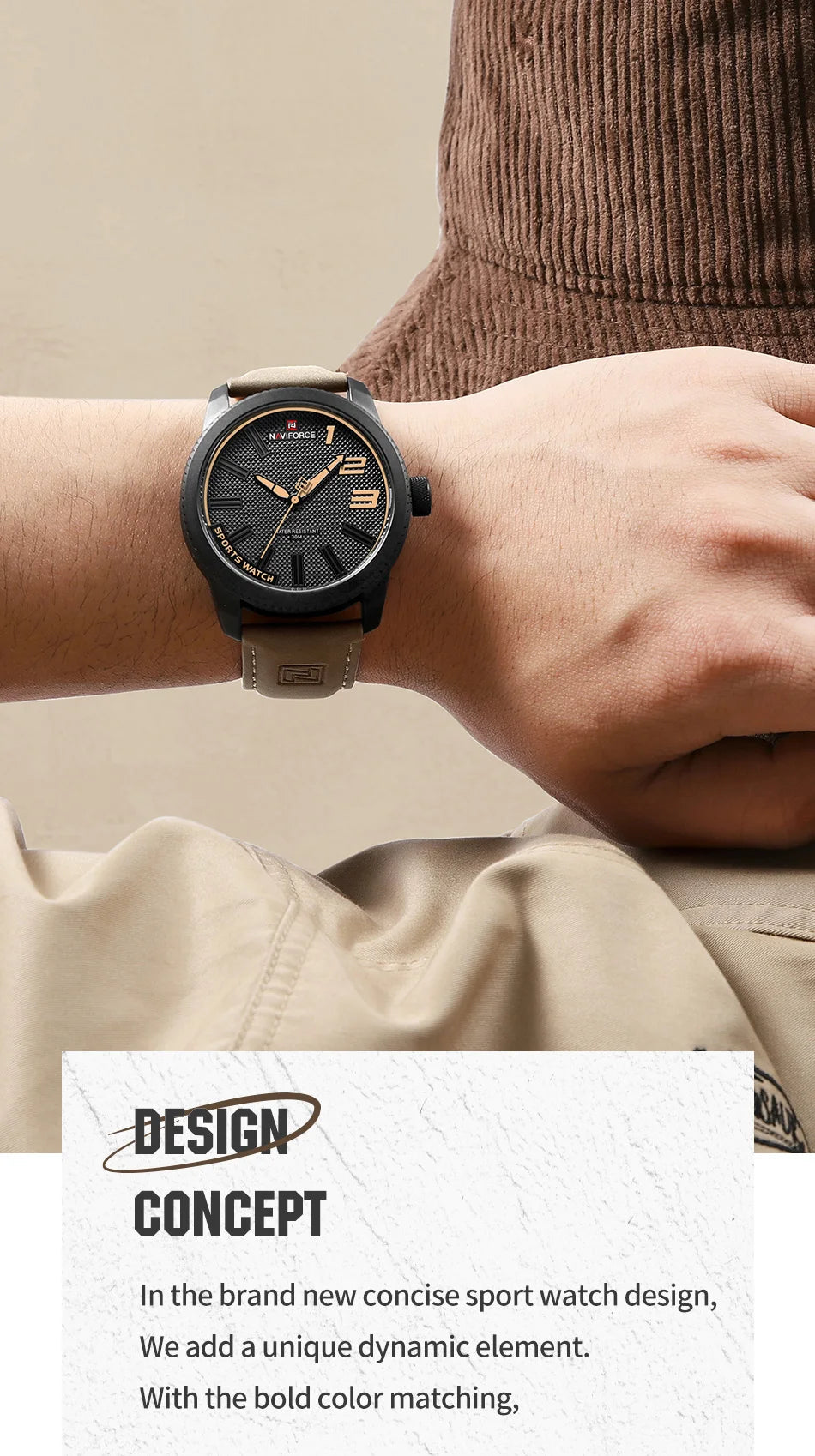 NAVIFORCE Top Luxury Brand Sports Watch Men Fashion Casual Quartz Wristwatch Male Date Waterproof Leather Analog Clock