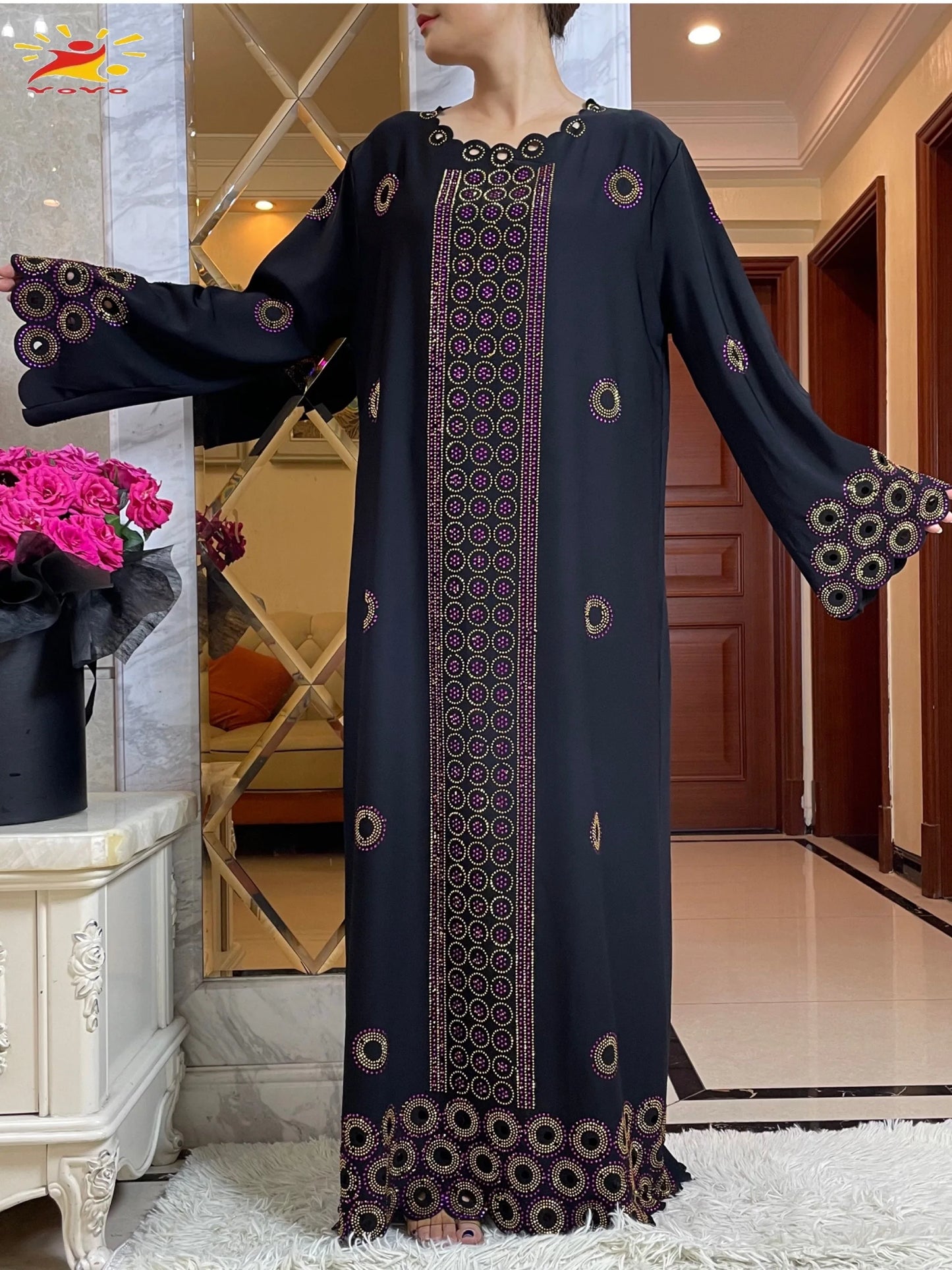 Women Elegant Dresses, Long Sleeve  Dashiki High-grade Comfort Fabric Abaya