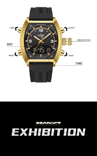 NAVIFORCE Men Sport Watches Dual Time Analog Digital Watch Quartz 30m Waterproof Watch Military Clock Sport 2025 Men Wristwatch