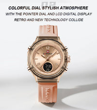 NAVIFORCE Top Brand Women's Watch Outdoor Sports Waterproof Watches Dual Time Display Quartz Wristwatches Rubber Digital Clock