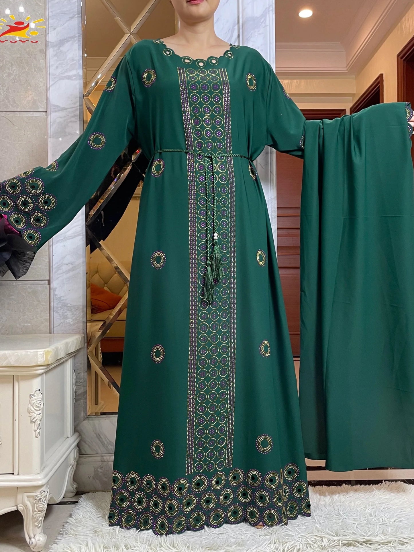 Women Elegant Dresses, Long Sleeve  Dashiki High-grade Comfort Fabric Abaya
