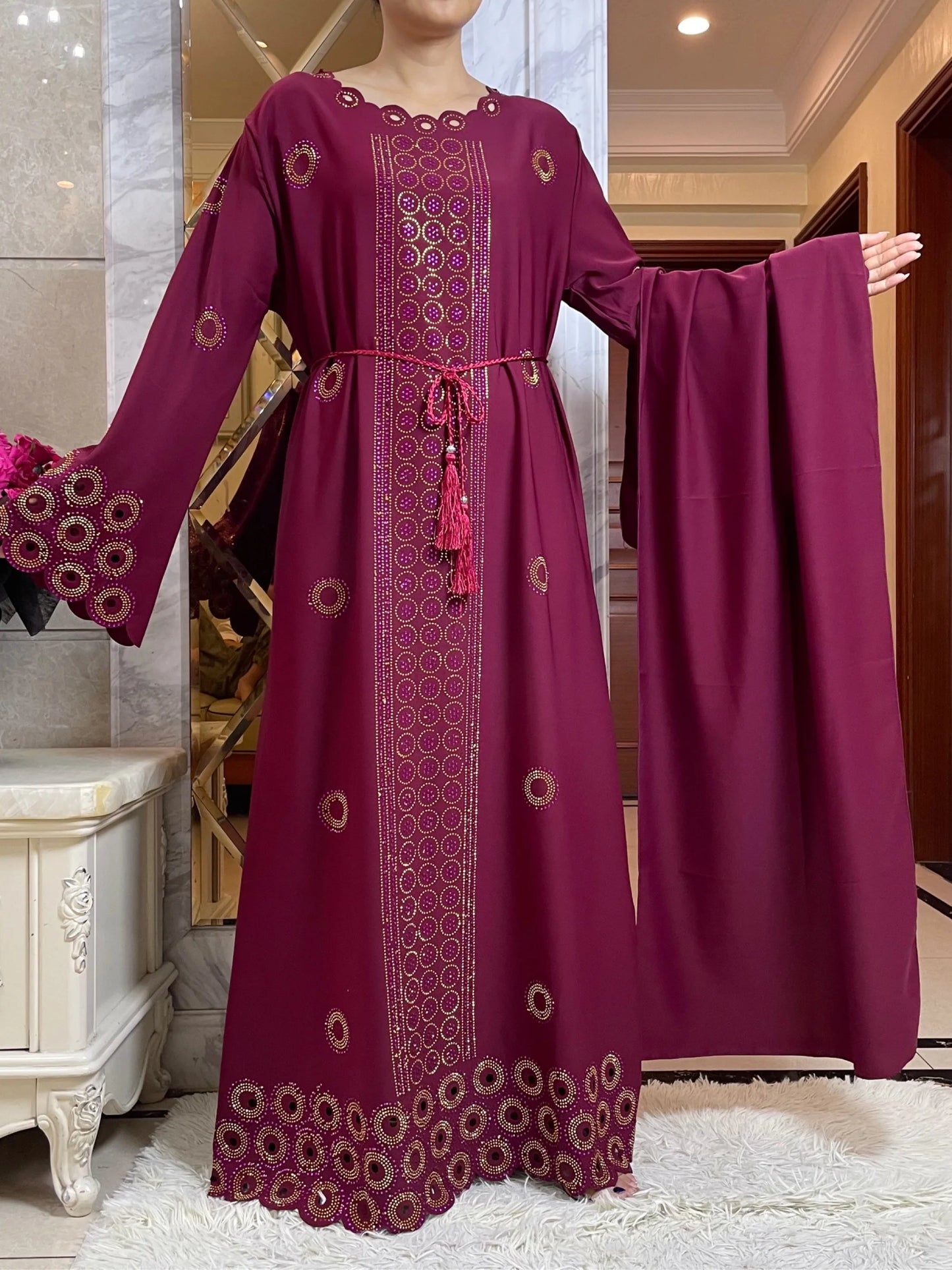 Women Elegant Dresses, Long Sleeve  Dashiki High-grade Comfort Fabric Abaya