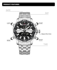 Men's Watches NAVIFORCE Original Trend Brand LCD Display Analog Digital Quartz Man Clock 30m Waterproof Luminous Male Wristwatch